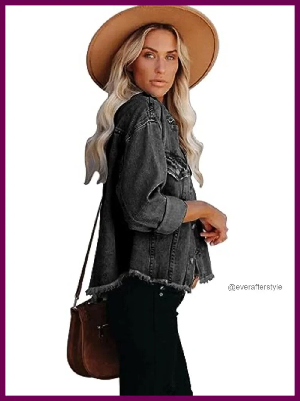 Cropped Ripped Denim Jacket Women Lightweight Button Down with Pockets